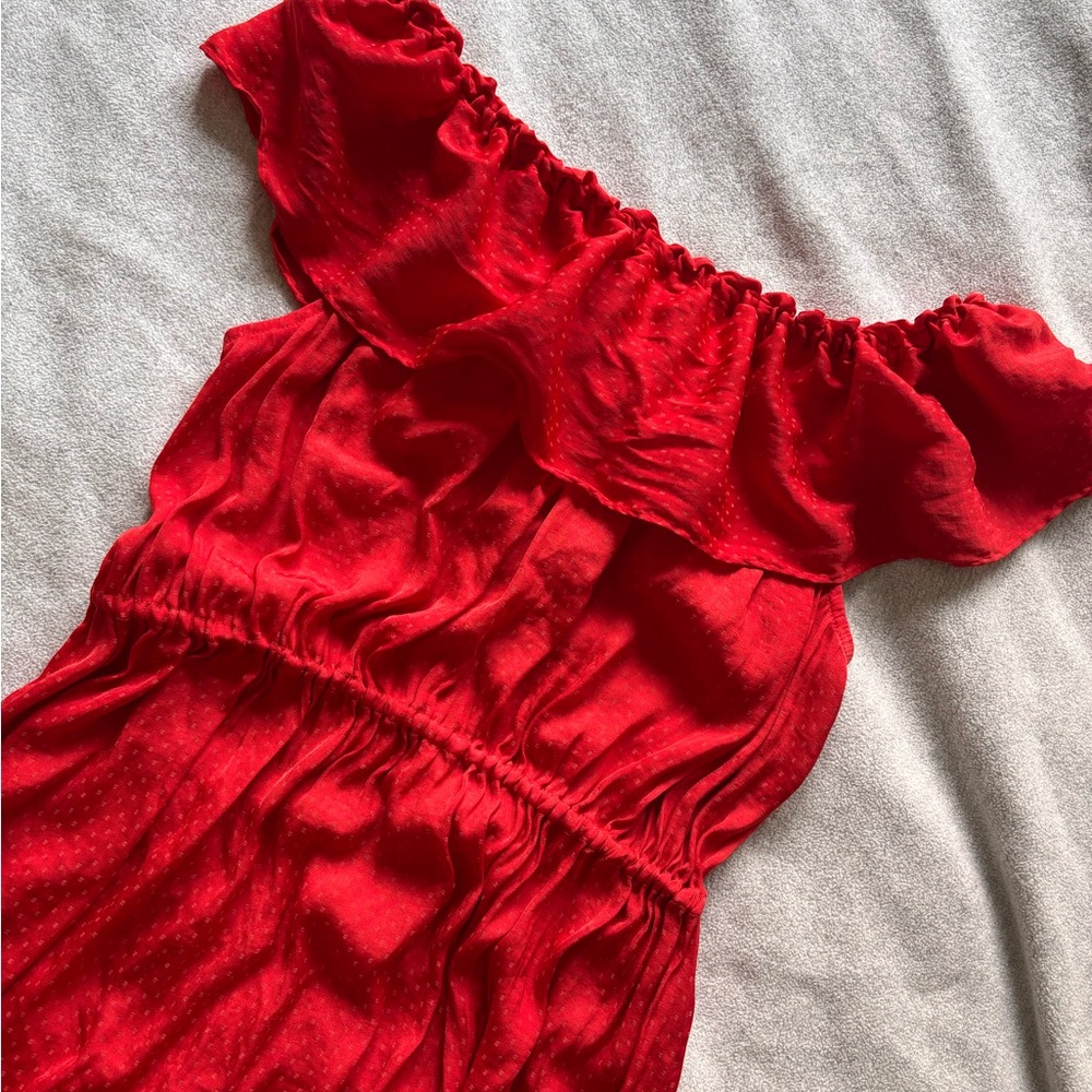 French brand Red Off-Shoulder Dress
